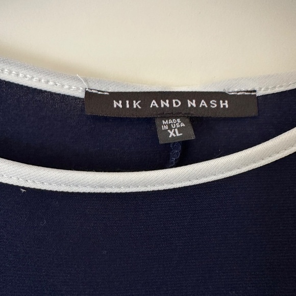 NIK AND NASH WOMEN'S NAVY WITH WHITE PIPING CAP SLEEVE DRESS XL - Picture 5 of 8